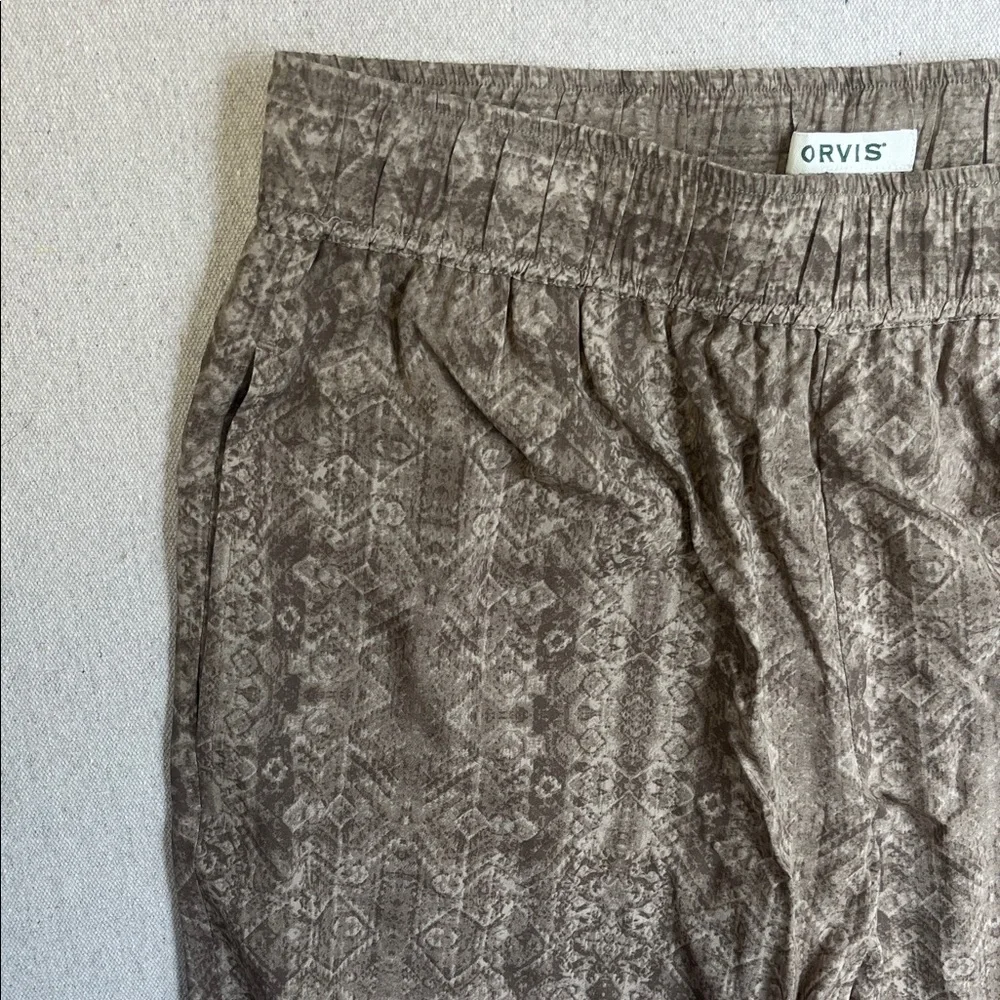Orvis Printed Wide Leg Pants Medium Elastic Waist Boho - Picture 3 of 7